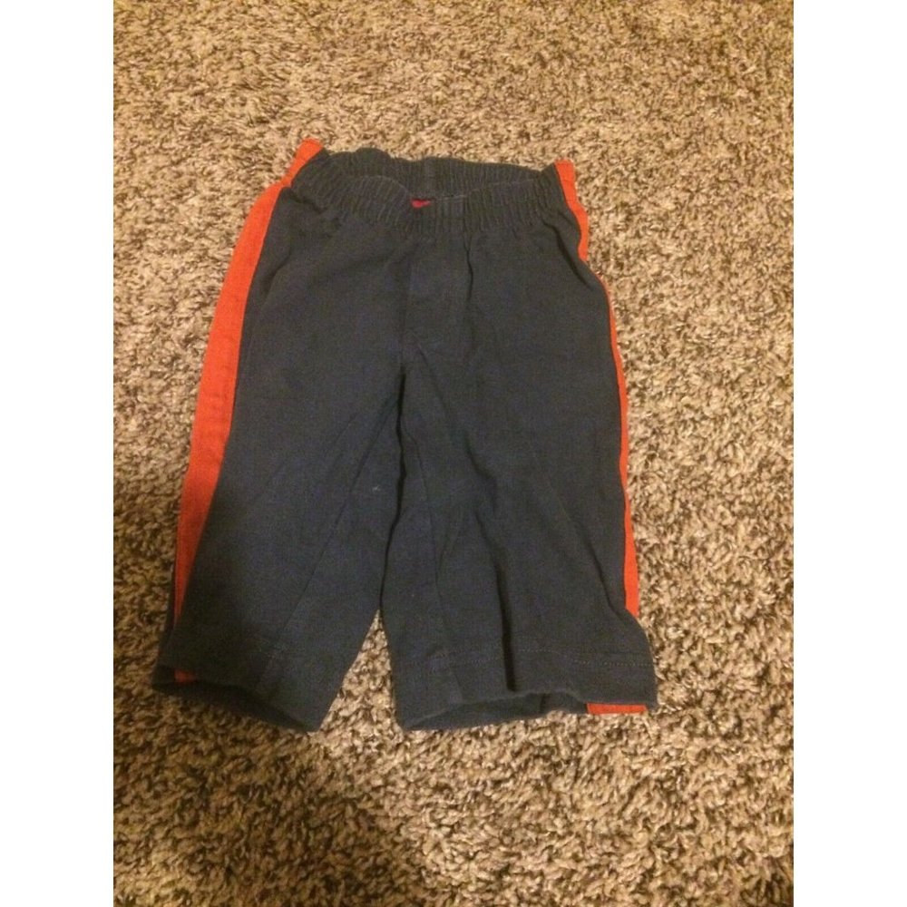 Tea Collection Athletic Pants Blue with Orange Stripe 3-6 Months 100% Cotton